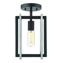  6070-1SF BLK-PW - Tribeca 1-Light Semi-Flush in Matte Black with Pewter Accents